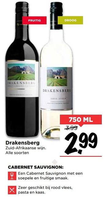 Aanbiedingen Drakensberg - Rode wijnen - Geldig van 19/11/2017 tot 25/11/2017 bij Vomar