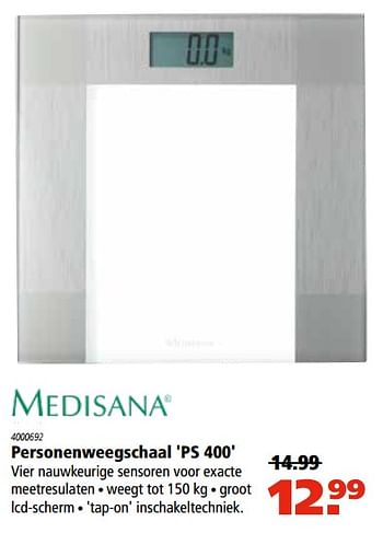 Aanbiedingen Medisana personenweegschaal ps 400 - Medisana - Geldig van 16/11/2017 tot 06/12/2017 bij Marskramer