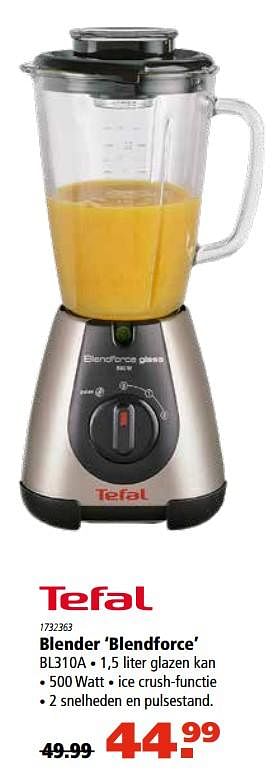 Aanbiedingen Tefal blender blendforce bl310a - Tefal - Geldig van 16/11/2017 tot 06/12/2017 bij Marskramer