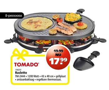 Aanbiedingen Tomado raclette tm-2444 - Tomado - Geldig van 16/11/2017 tot 06/12/2017 bij Marskramer