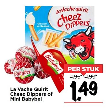 Aanbiedingen La vache quirit cheez dippers of mini babybel - Babybel - Geldig van 19/11/2017 tot 25/11/2017 bij Vomar