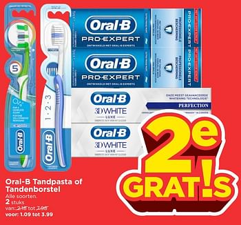 Aanbiedingen Oral-b tandpasta of tandenborstel - Oral-B - Geldig van 19/11/2017 tot 25/11/2017 bij Vomar