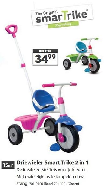 Aanbiedingen Driewieler smart trike 2 in 1 - Smartrike - Geldig van 23/10/2017 tot 05/12/2017 bij Top1Toys