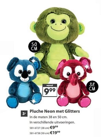 Aanbiedingen Pluche neon met glitters - Huismerk - Top1Toys - Geldig van 23/10/2017 tot 05/12/2017 bij Top1Toys