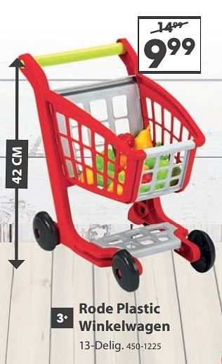 Aanbiedingen Rode plastic winkelwagen - Huismerk - Top1Toys - Geldig van 23/10/2017 tot 05/12/2017 bij Top1Toys