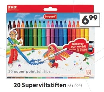 Aanbiedingen 20 superviltstiften - Bruynzeel - Geldig van 23/10/2017 tot 05/12/2017 bij Top1Toys