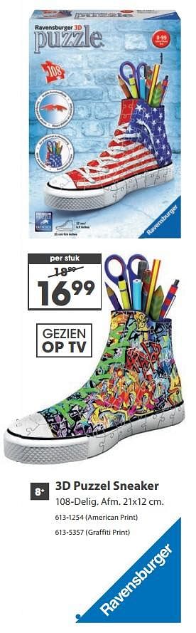 Aanbiedingen 3d puzzel sneaker - Ravensburger - Geldig van 23/10/2017 tot 05/12/2017 bij Top1Toys