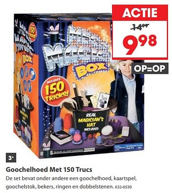 Aanbiedingen Goochelhoed met 150 trucs - Huismerk - Top1Toys - Geldig van 23/10/2017 tot 05/12/2017 bij Top1Toys