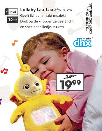 Aanbiedingen Lullaby laa-laa - Teletubbies  - Geldig van 23/10/2017 tot 05/12/2017 bij Top1Toys