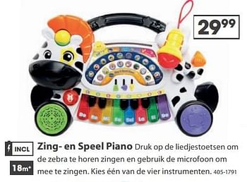 Aanbiedingen Zing- en speel piano - Vtech - Geldig van 23/10/2017 tot 05/12/2017 bij Top1Toys