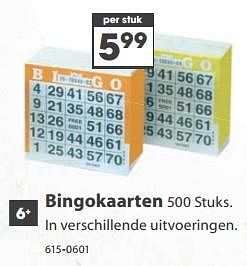 Aanbiedingen Bingokaarten - Huismerk - Top1Toys - Geldig van 23/10/2017 tot 05/12/2017 bij Top1Toys