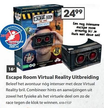 Aanbiedingen Escape room virtual reality uitbreiding - Huismerk - Top1Toys - Geldig van 23/10/2017 tot 05/12/2017 bij Top1Toys