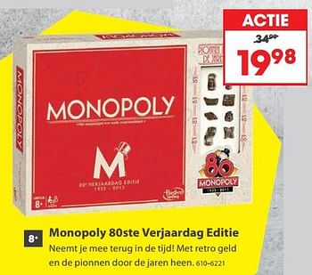 Aanbiedingen Monopoly 80ste verjaardag editie - Hasbro - Geldig van 23/10/2017 tot 05/12/2017 bij Top1Toys