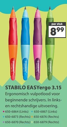 Aanbiedingen Stabilo easyergo 3.15 - Stabilo - Geldig van 23/10/2017 tot 05/12/2017 bij Top1Toys