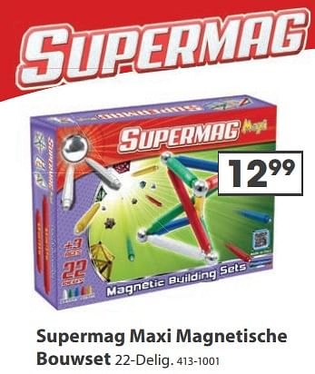 Aanbiedingen Supermag maxi magnetische bouwset - SuperMag Toys - Geldig van 23/10/2017 tot 05/12/2017 bij Top1Toys