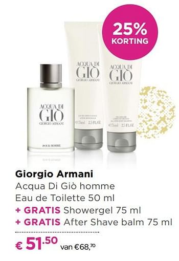 Aanbiedingen Giorgio armani acqua di giò homme eau de toilette + gratis showergel + gratis after shave balm - Giorgio Armani - Geldig van 13/11/2017 tot 05/12/2017 bij Ici Paris XL