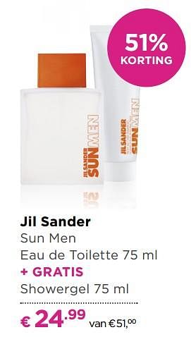 Aanbiedingen Jil sander sun men eau de toilette + gratis showergel - Jil Sander - Geldig van 13/11/2017 tot 05/12/2017 bij Ici Paris XL