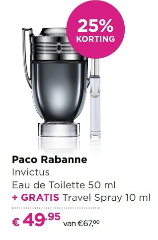 Aanbiedingen Paco rabanne invictus eau de toilette + gratis travel spray - Paco Rabanne - Geldig van 13/11/2017 tot 05/12/2017 bij Ici Paris XL