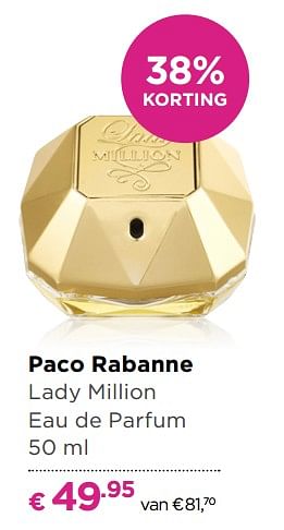 Aanbiedingen Paco rabanne lady million eau de parfum - Paco Rabanne - Geldig van 13/11/2017 tot 05/12/2017 bij Ici Paris XL