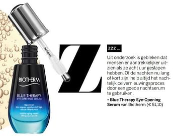 Aanbiedingen Blue therapy eye-opening serum van biotherm - Biotherm - Geldig van 13/11/2017 tot 30/11/2017 bij Ici Paris XL