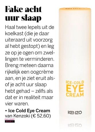 Aanbiedingen Ce cold eye cream van kenzoki - Kenzoki - Geldig van 13/11/2017 tot 30/11/2017 bij Ici Paris XL