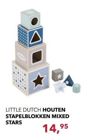 Aanbiedingen Little dutch houten stapelblokken mixed stars - Little Dutch - Geldig van 19/11/2017 tot 16/12/2017 bij Baby & Tiener Megastore