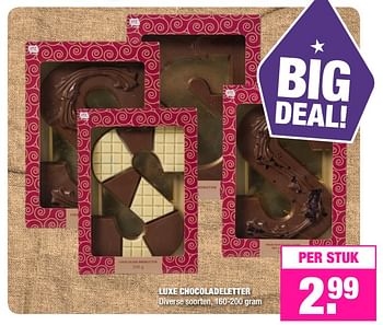 Aanbiedingen Luxe chocoladeletter - Huismerk - Big Bazar - Geldig van 20/11/2017 tot 26/11/2017 bij Big Bazar