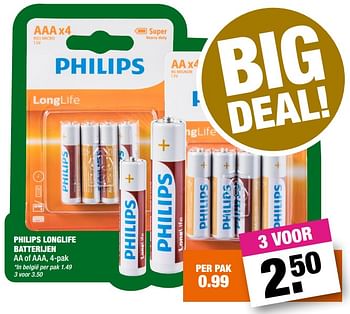 Aanbiedingen Philips longlife batterijen - Philips - Geldig van 20/11/2017 tot 26/11/2017 bij Big Bazar