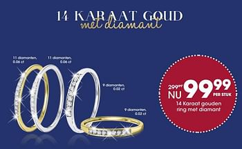 Aanbiedingen 14 karaat gouden ring met diamant - Huismerk - Lucardi - Geldig van 15/11/2017 tot 05/12/2017 bij Lucardi