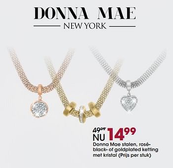 Aanbiedingen Donna mae stalen, rosé- black- of goldplated ketting met kristal - Donna Mae  - Geldig van 15/11/2017 tot 05/12/2017 bij Lucardi
