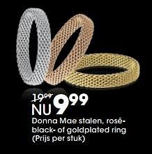 Aanbiedingen Donna mae stalen, rosé- black- of goldplated ring - Donna Mae  - Geldig van 15/11/2017 tot 05/12/2017 bij Lucardi