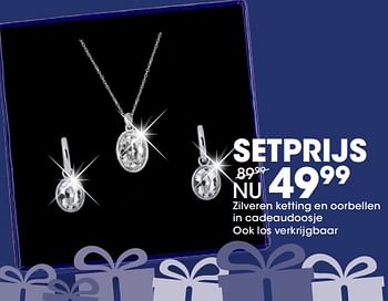 Aanbiedingen Setprijs zilveren ketting en oorbellen in cadeaudoosje - Huismerk - Lucardi - Geldig van 15/11/2017 tot 05/12/2017 bij Lucardi