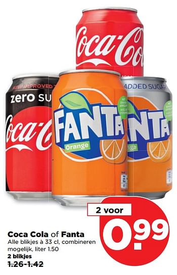 Aanbiedingen Coca cola of fanta - Huismerk - Plus - Geldig van 19/11/2017 tot 25/11/2017 bij Plus