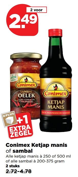 Aanbiedingen Conimex ketjap manis of sambal - Conimex - Geldig van 19/11/2017 tot 25/11/2017 bij Plus