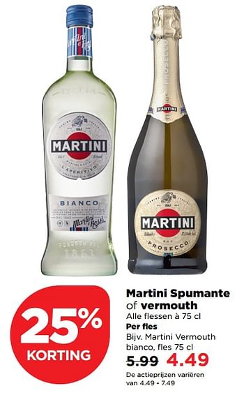 Aanbiedingen Martini spumante of vermouth - Martini - Geldig van 19/11/2017 tot 25/11/2017 bij Plus