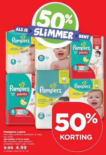 Aanbiedingen Pampers luiers new baby, premium protection of baby dry pants - Pampers - Geldig van 19/11/2017 tot 25/11/2017 bij Plus