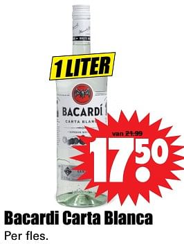 Aanbiedingen Bacardi carta blanca - Bacardi - Geldig van 19/11/2017 tot 25/11/2017 bij Lekker Doen