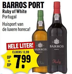 Aanbiedingen Barros port ruby of white - Barros - Geldig van 20/11/2017 tot 25/11/2017 bij Dirk III