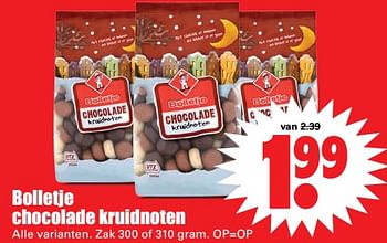 Aanbiedingen Bolletje chocolade kruidnoten - Bolletje - Geldig van 19/11/2017 tot 25/11/2017 bij Lekker Doen
