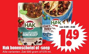 Aanbiedingen Hak bonenschotel of -soep - Hak - Geldig van 19/11/2017 tot 25/11/2017 bij Lekker Doen