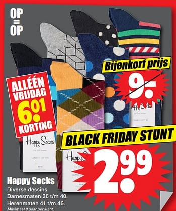 Aanbiedingen Happy socks - Happy Socks - Geldig van 19/11/2017 tot 25/11/2017 bij Lekker Doen