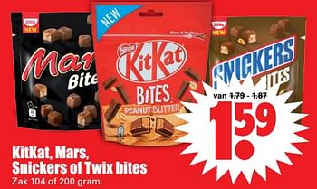 Aanbiedingen Kitkat, mars, snickers of twix bites - Huismerk - Dirk - Geldig van 19/11/2017 tot 25/11/2017 bij Lekker Doen