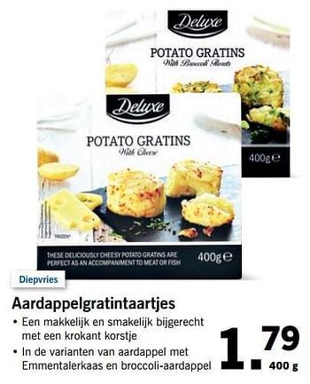 Aanbiedingen Aardappelgratintaartjes - Deluxe - Geldig van 20/11/2017 tot 26/11/2017 bij Lidl