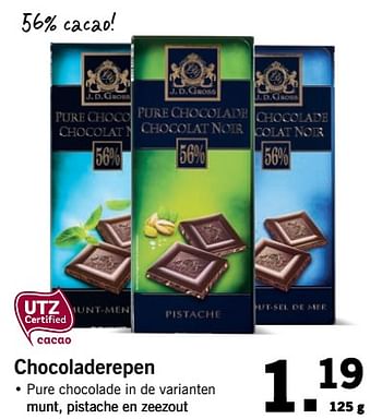 Aanbiedingen Chocoladerepen - J.D.Gross - Geldig van 20/11/2017 tot 26/11/2017 bij Lidl