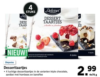 Aanbiedingen Desserttaartjes - Delicieux - Geldig van 20/11/2017 tot 26/11/2017 bij Lidl