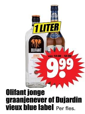 Aanbiedingen Olifant jonge graanjenever of dujardin vieux blue label - Olifant - Geldig van 19/11/2017 tot 25/11/2017 bij Lekker Doen