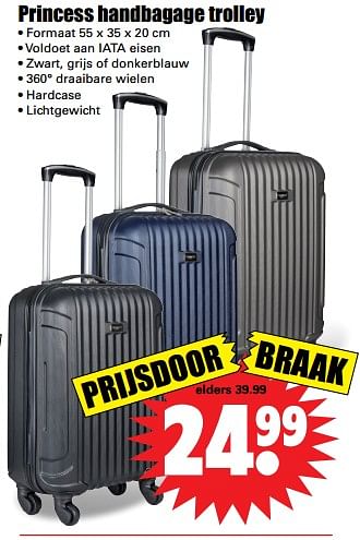 Aanbiedingen Princess handbagage trolley - Princess - Geldig van 19/11/2017 tot 25/11/2017 bij Lekker Doen