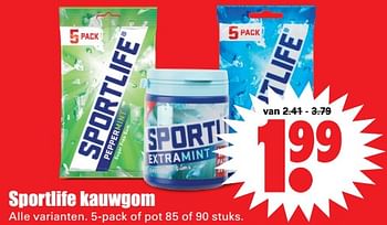 Aanbiedingen Sportlife kauwgom - Sportlife - Geldig van 19/11/2017 tot 25/11/2017 bij Lekker Doen