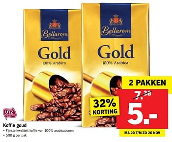 Aanbiedingen Koffie goud - Bellarom - Geldig van 20/11/2017 tot 26/11/2017 bij Lidl