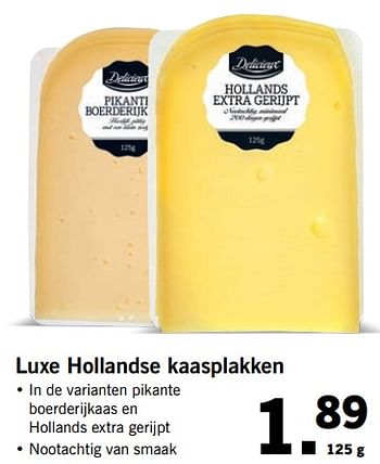 Aanbiedingen Luxe hollandse kaasplakken - Delicieux - Geldig van 20/11/2017 tot 26/11/2017 bij Lidl